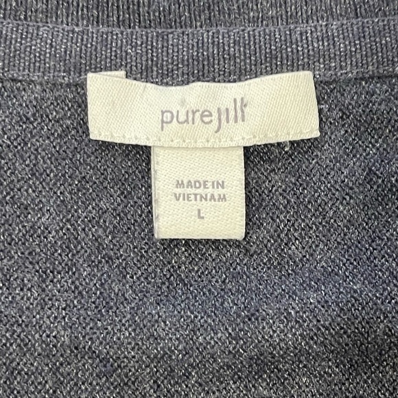 Pure Jill Oversized V-Neck Sweater, Blue, Drop Shoulder, 3/4 Length Sleeves, L - Picture 5 of 11